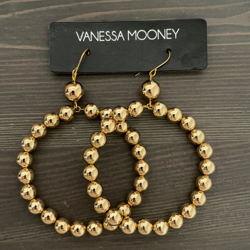 NWT Vanessa Mooney the Crawford Gold Beads Hoop Earrings